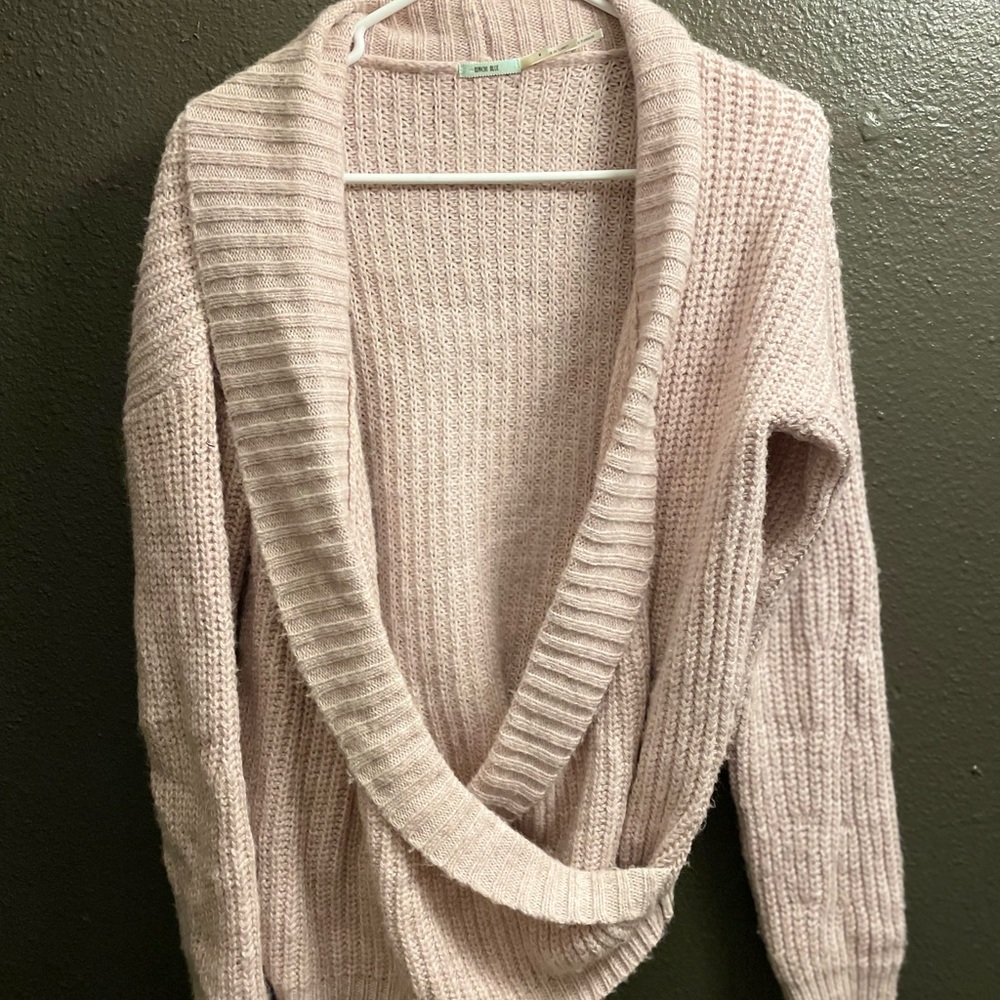 UO Pink Surplice Shawl Wrap Sweater